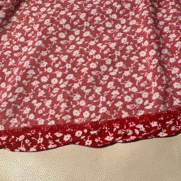 Vintage A-Line Midi Skirt Red & White Floral - Picture 6 of 7